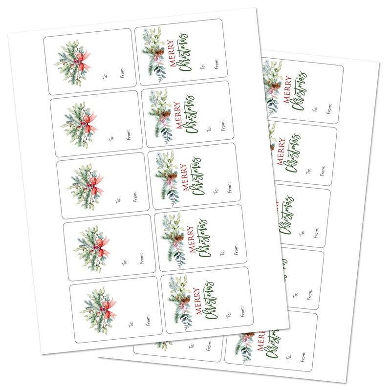 Large 2" x 3 Festive Christmas Gift Stickers (20 Labels)