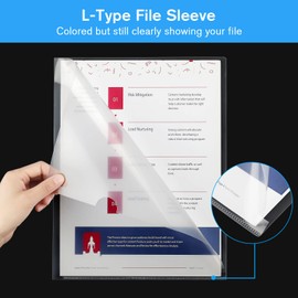 KTRIO 12 Pack Plastic File Folders, Clear Project Pockets Plastic Sleeves L-Type Documents Folder Jacket, Paper Sheet Protectors for Office School, Fits Letter Size, Transparent