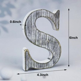 WOODOUNAI 6 Inch Wood Letters Unfinished Rustic Wood Letters for Wall Decor Decorative Standing Letters Slices Sign Board Decoration for Craft Home Party Projects (S)