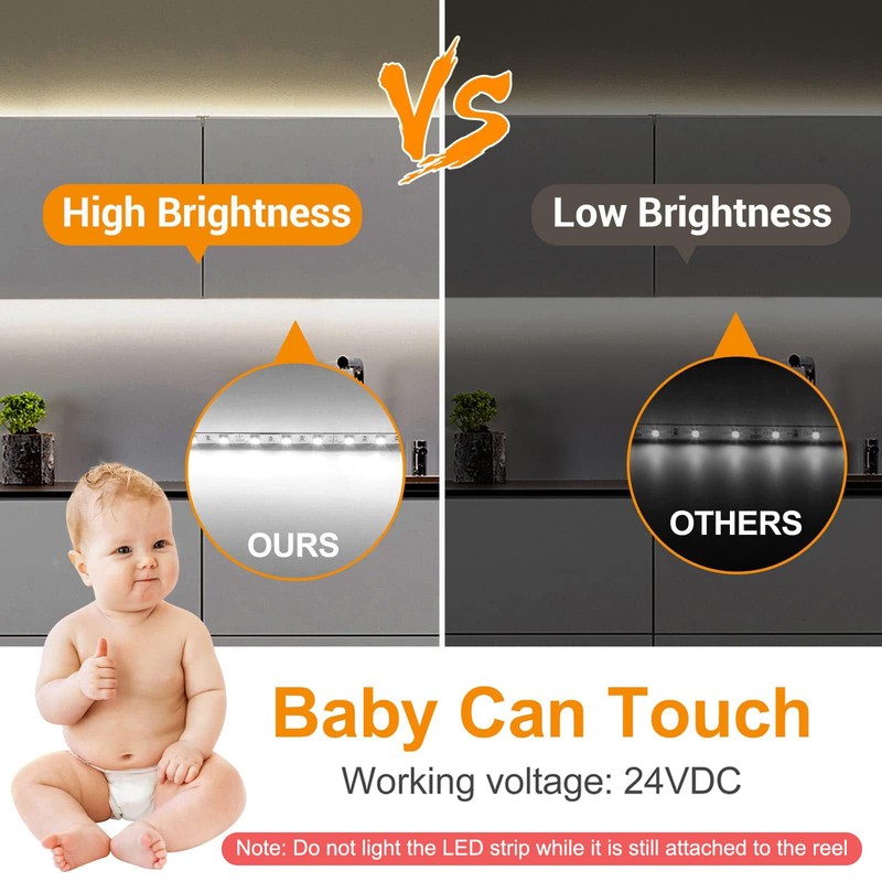 CT CAPETRONIX White LED Strip Light, 49.2 Feet 24 Volt