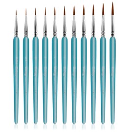 11 Piece Fine Brush Set, Miniature Brush for Painting by Numbers, Wolf Hair, Thin Brush, Acrylic Paint Brush Set, for Acrylic, Watercolour and Oil Painting, Painting by and Fine Detail Numbers