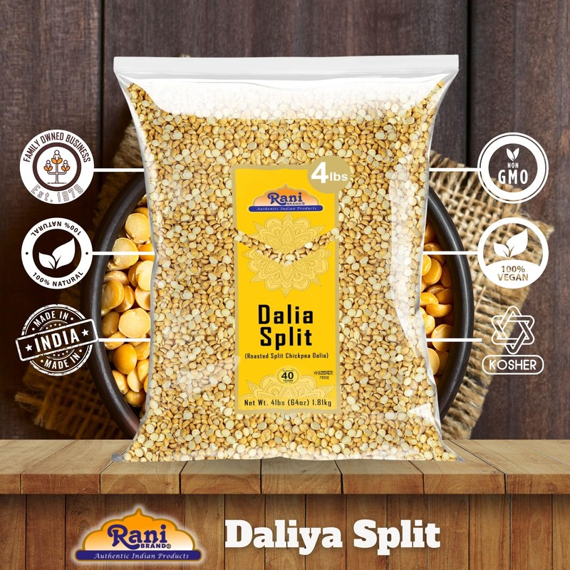 Rani Daliya Split (Roasted Split Chickpeas Dalia) 4lbs (64oz) ~