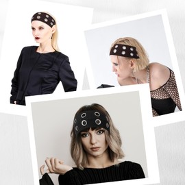 Lusofie Hollow Out Eyelet Headband for Women | Edgy Y2K Punk/Grunge Hair Band | Wide Comfort Stretch | Non Slip Fashion Statement Accessory