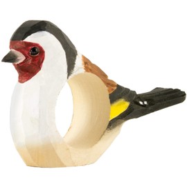 Wildlife Garden WG579 Napkin Ring Goldfinch - Hand Carved Wooden Napkin Ring for Table Decoration