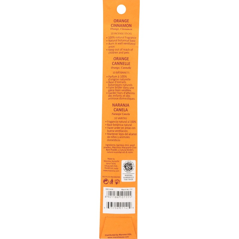 Maroma, EDA Incense Orange Cinnamon, 10 Count
