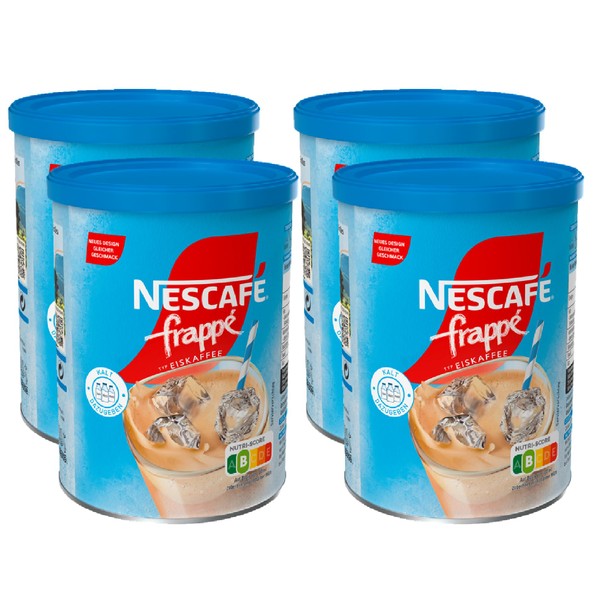 NESCAFÉ Frappé Typ Eiskaffee, Frappé-Kaffeepulver mit Instant-Kaffee, laktosefrei, koffeinhaltig, 4er