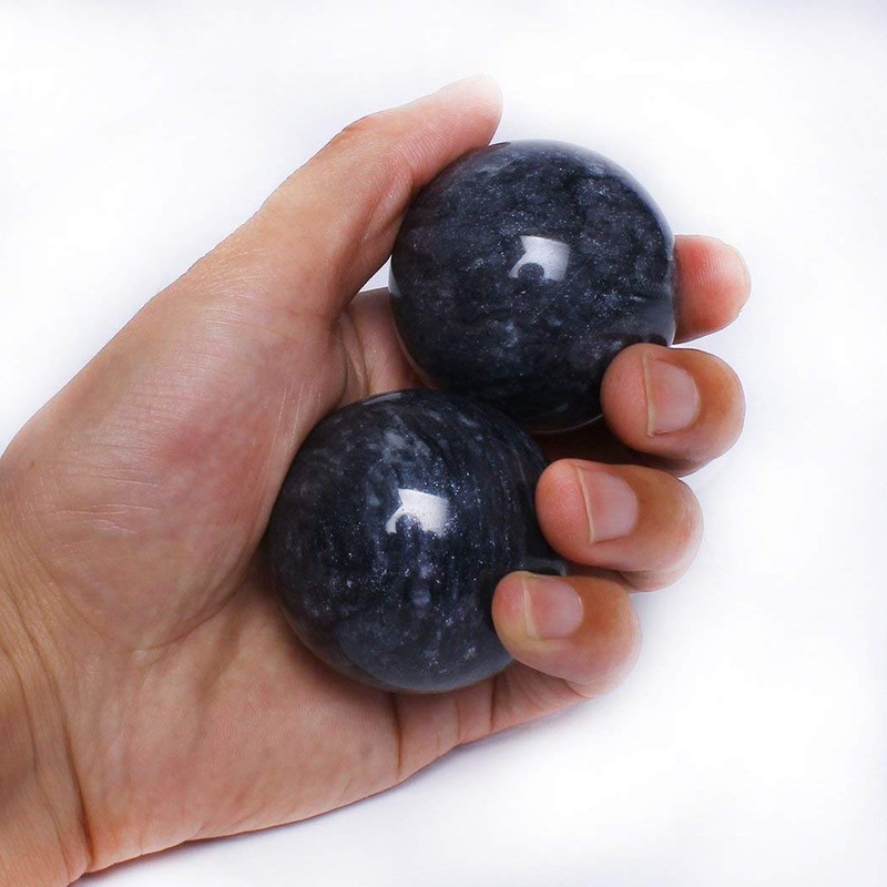 5,1 cm Baoding Bolas Gris Oscuro Mármol bola de piedra chino