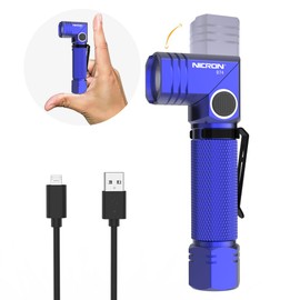 NICRON Flashlight, 700 Lumens 90 Degree Pocket Flashlight Rechargeable IP65 Waterproof 6 Modes for Camping, Outdoor, Hiking, Car Repairing, Blue