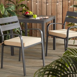 Greendale Home Fashions Outdoor 18'' Square Reversible Seat Cushion with Ties, Set of 2, Sanddollar 2 Count