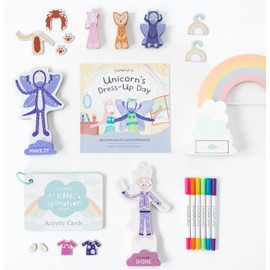 Slumberkins Kinspiration Kit - Expressive Play with Unicorn and Dragon, Includes Activity Cards, Playset, & Unicorn's Dress Up Play Book - Promotes Creativity and Sensory Play