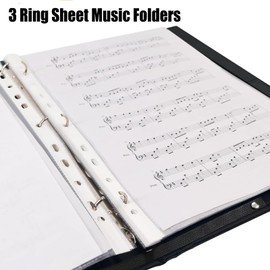 MUDOR Premium Choral Muisc Folder, PU Choir Folder with Hand Strap and Internal Retention Strap,3 Ring Black Choir Binder for Musician, Singer, Stage Performance