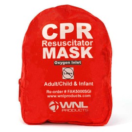 WNL Products CPR Rescue Mask, Adult/Child & Infant Pocket Resuscitator, Soft Case Kit with Belt Clip 2 Pack