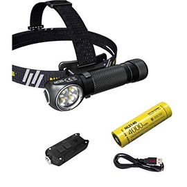 Value Bundle: Nitecore HC35 Rechargeable LED Headlamp - 2700 Lumen - 1x21700 battery & Eco-Sensa USB Charging Cable with TIP Keychain Light of Various Colors