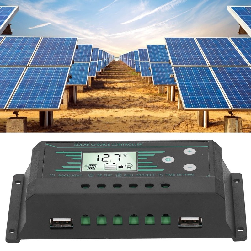 Solar Panel Regulator Charge Controller PWM Dual USB LCD Display