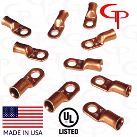 GP AUDIO 10 PACK 1/0 AWG Gauge OFC Copper Lugs 3/8" hole Ring Terminals wire lug battery