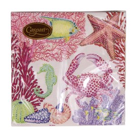 Caspari Under the Sea Paper Cocktail Napkins, Four Packs of 20