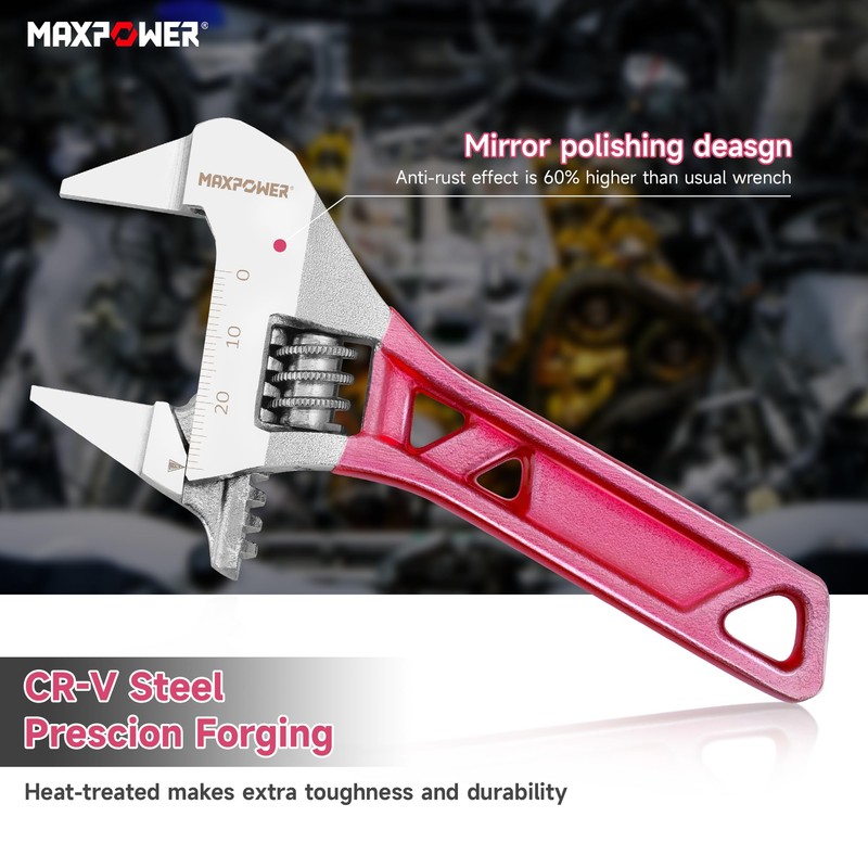 MAXPOWER 2pcs Adjustable Spanner Set, Slim Jaw Adjustable Wrench, Plumbing