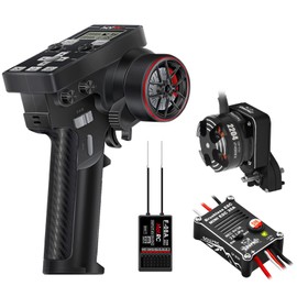 GOUPRC Racing RC Transmitter 8 Channels 2.4GHz and Receiver with 2204 2400KV Brushless Outrunner Transmission Motor & 30A Brushless Esc for SCX24 RC Crawler Axial 1/24 RC Car Crawler Black