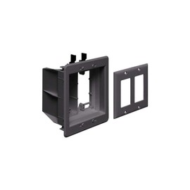 Arlington TVBU505BL-1 Recessed TV Outlet Box with Paintable Trim Plate, Black, 2-Gang