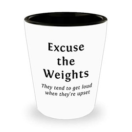 Funny Christmas Unique Gifts for Fitness Lovers, Unique Gifts for Men and Women, Excuse the Weights Shot Glass