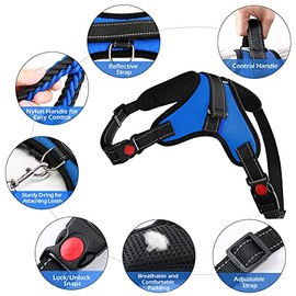 Jasonwell Collar para Perro - Pequeño Mediano Grande Pechera para Perro con Correa y Mango de Control Harnes Ajustable Reflectante Transpirable para  