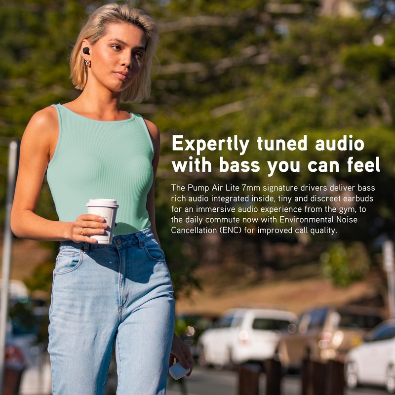 BlueAnt Pump Air Lite 2 Wireless Earbuds, IP55 Waterproof, 26