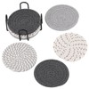 BTYMS 16Pcs Grey & Linen Woven Drink Coasters Set with