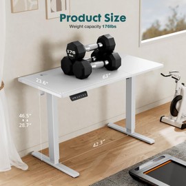 ZJMTOCYU Ergonomic Electric Standing Desk with Adjustable Height and Memory Presets, 63 x 24 Inch, T-Shaped Bracket, White
