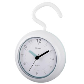 OSTAR Waterproof Bathroom Shower Clock, Analog Quartz Clock Hanging Stand Dual Purpose, One AA Battery Operated 4.72 inch Round Size