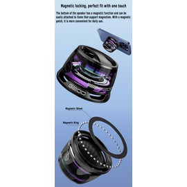 AceSoft Spectacular Magnetic Colorful - Changing LED Bluetooth Mini Speaker Compatible with Travel Home Outdoor,Gaming,Cycling,Shower,Room