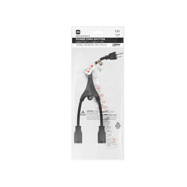 Monoprice Power Cord Splitter - 15 Amp (NEMA 5-15P to 2x NEMA 5-15R), UL Certified, 14AWG, 1.2 Feet, Black