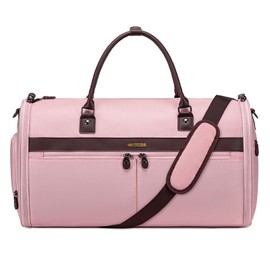 Garment Bags for Travel, Convertible Travel Garment Duffle Bag, Carry On Garment Bag for Men Women with Shoes Compartment, 2 in 1 Suit Bag Travel Duffel Bag with Detachable Shoulder Strap-Pink