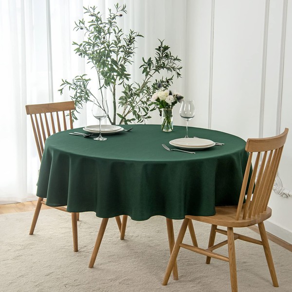 maxmill Round Linen Looking Textured Tablecloth Spill-Proof Wrinkle Free Soft
