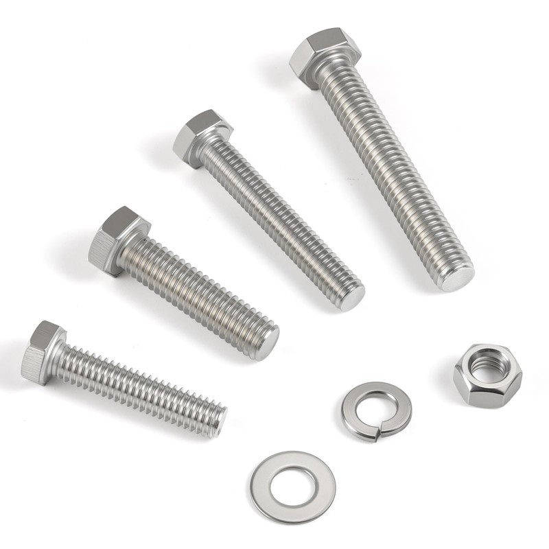 Krysay 12Sets 5/16-18 x 3-1/2 Hex Head Screw Bolt,Nuts,Flat Washer