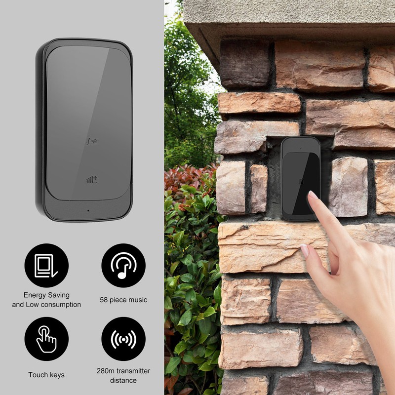 280M Wireless Doorbell Slim Remote Control Intelligent Door Bell Ring