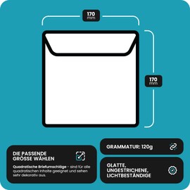 Netuno Burano Nero Pack of 100 Square Envelopes Black 170 x 170 mm Elegant Envelopes Square without Window Black Envelopes Square Elegant Envelopes Black High Quality