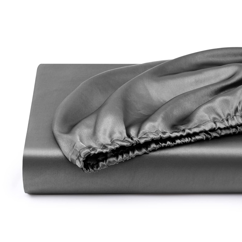 King Silk Satin Fitted Sheet, Soft Deep Pocket Single Bottom