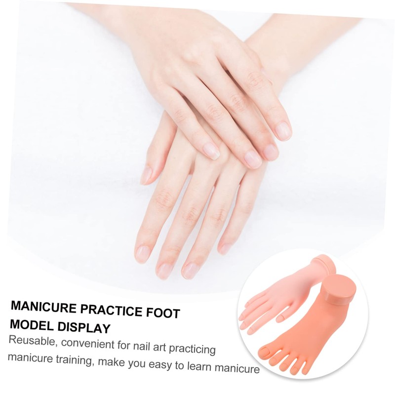 SAFIGLE 2PCS Bendable Fake Nail Practice Hand and Foot Models