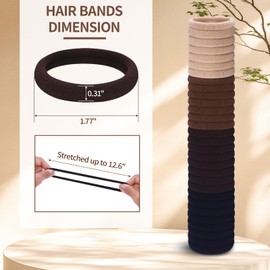 150 Pcs Elastic Hair Ties No Damage for Thick, Ponytail Holders, Elastics, Soft Pony Tails Hair Bands for Women, 4 Neutral Colors