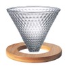 TAMUME 12cm Glass Coffee Dripper with Wooden Support Coffee Filter