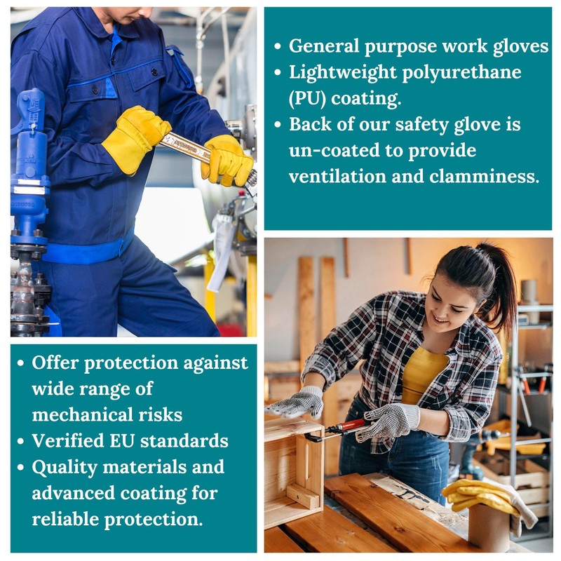 Pack of 12 or 24 Black Safety Work Gloves, Outdoors