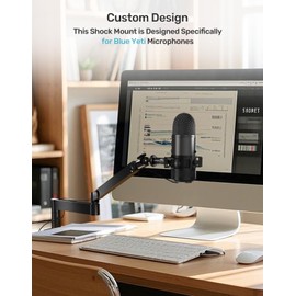 Etour Custom Built for Blue Yeti Shock Mount with Pop Filter, 2025 Upgrade Anti-Vibration Suspension Elastic Shock Mount Holder Clip Mics Stand with Screw Adapter Compatible with Yeti Microphone