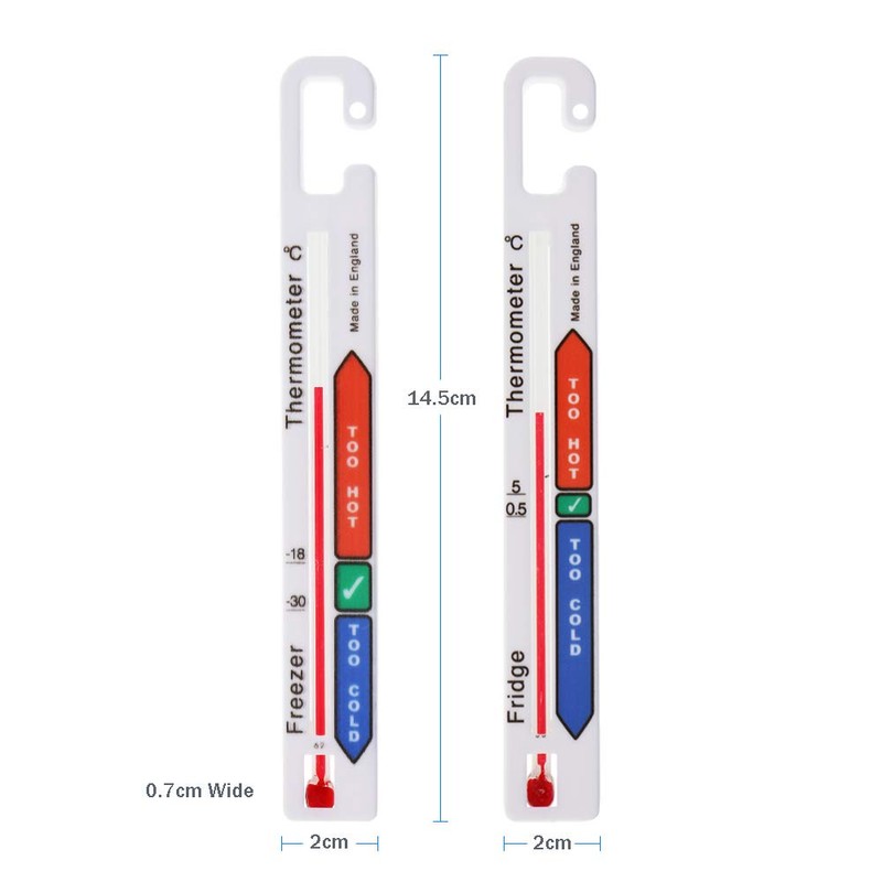 Twin Pack Fridge Freezer Thermometer Pack With Colour Coded Refrigerator