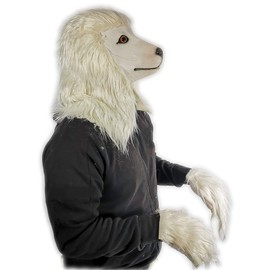 Rubber Johnnies Johnniesfx, White Furry Gerbil MASK with Furry Gloves, Full Head, Fancy Dress COSTUME MASKS, realistic, animal MASKS, Mouse