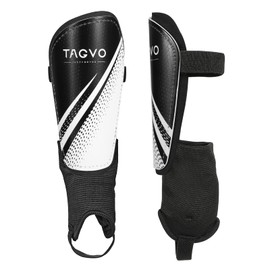 TAGVO Football Shin Guards for Kids, Boys Girls Youth Football Shin Pads, Football Equipment with Ankle Sleeves Protection, Junior Adults Sizes Adjustable Football Shinguards, XS
