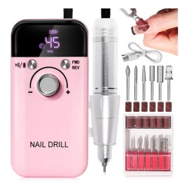 Máquina Perforadora De Uñas Eléctrica Portátil De 45000 Rpm Color Rosa