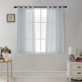 CUCRAF Transparent Blue Panels for Living Room, Bedroom, Window Treatment, Grommets, Set of 2 (175 cm x 140 cm (H x W), Grey Blue)