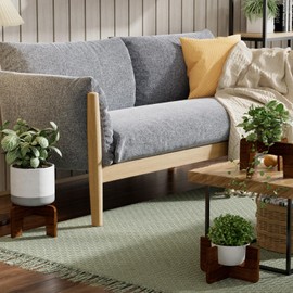 SupBambGO Plant Stand Indoor, Short Plants Holder for 5-15 Inch Pot, Brown Wooden Flower Pot Stand for Indoor Plants, Small Single Floor Plant Stand, Wood, 2 PCS