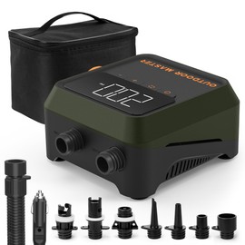 OutdoorMaster The Cachalot 2 Mini Paddle Board Pump, 20PSI High Pressure SUP Air Pump, Intelligent Dual Stage Inflation & Auto-Off, Deflation Function, 12V DC Car Connector for Inflatable SUP Boards