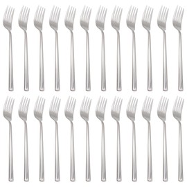 24x 21.5cm Tondo Stainless Steel Dinner Forks - Silver Metal Kitchen Dining Dessert Catering Cutlery Table Fork Set - by Argon Tableware